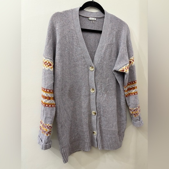 Smartwool Gray Cardigan with Colorful Sleeves - women’s medium - knit - Picture 1 of 5